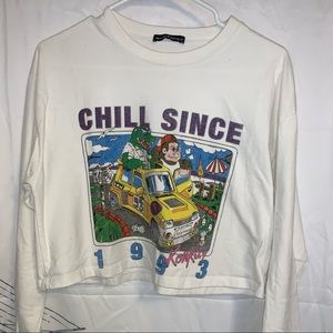 White cropped “chill since 1993” long sleeve